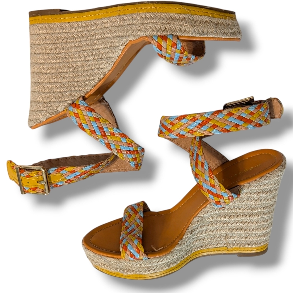 Like New Madden Girl Narla Woven Platform Wedge Sandals, Size 7.5 - Picture 2 of 8